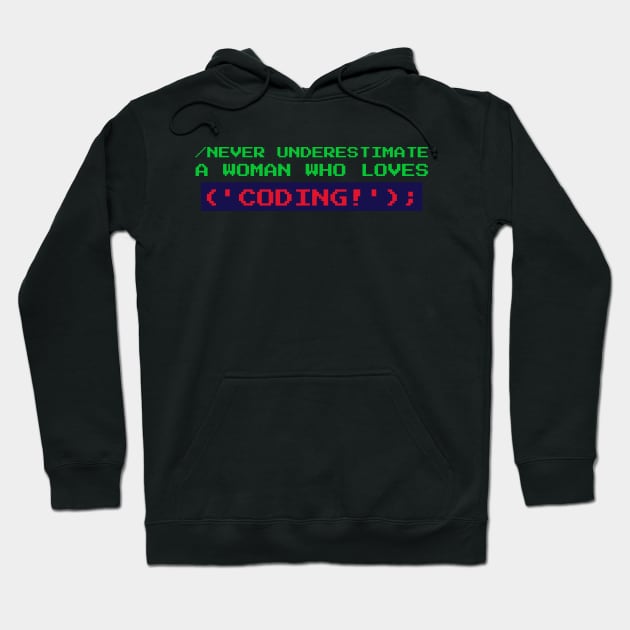 Never Underestimate a Woman Who Loves Coding Hoodie by WizardingWorld